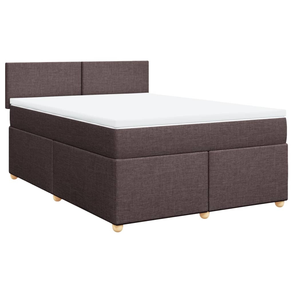 vidaXL Κρεβάτι Boxspring με Στρώμα Σκούρο Καφέ 140x190 εκ. Υφασμάτινο