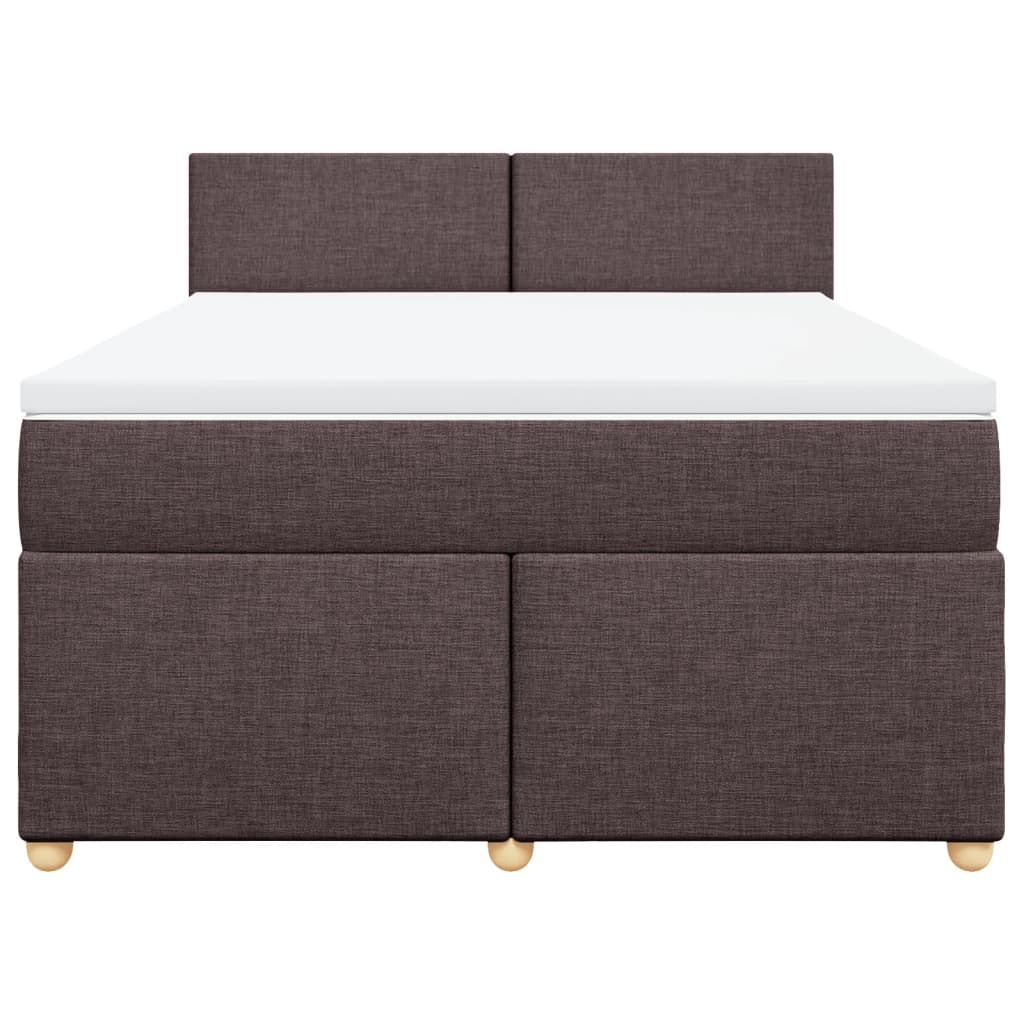 vidaXL Κρεβάτι Boxspring με Στρώμα Σκούρο Καφέ 140x190 εκ. Υφασμάτινο