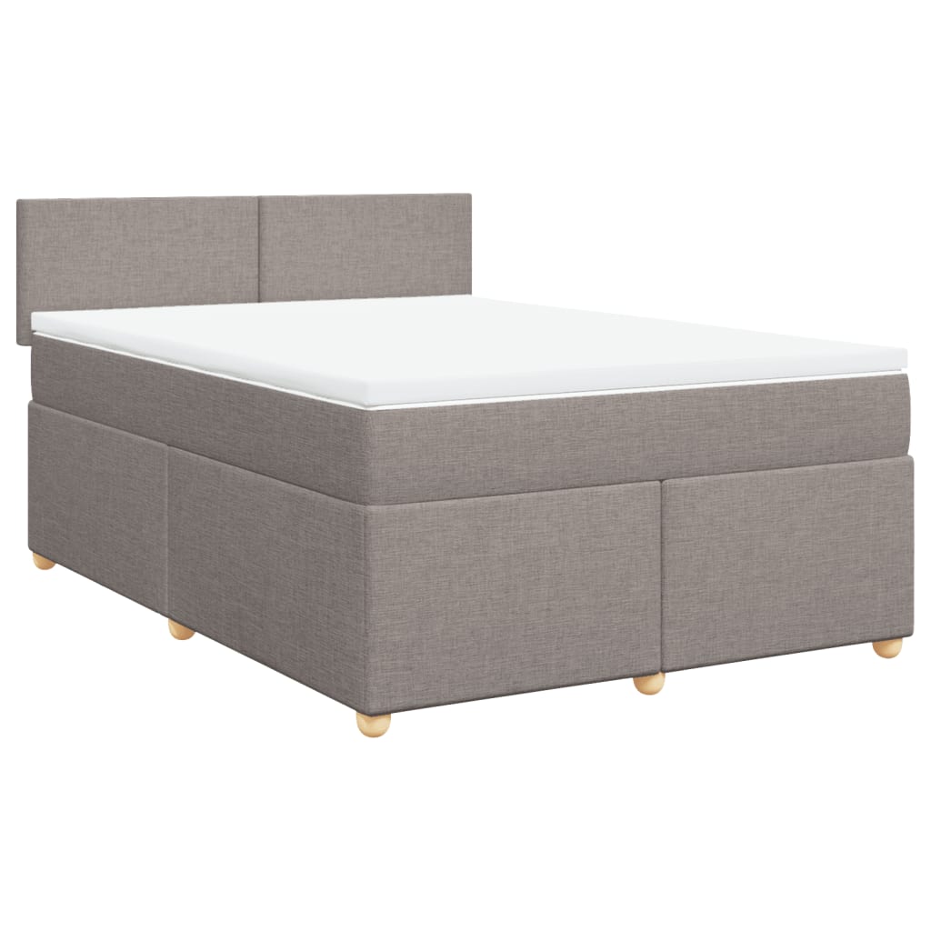 vidaXL Κρεβάτι Boxspring με Στρώμα Taupe 140x190 εκ. Υφασμάτινο