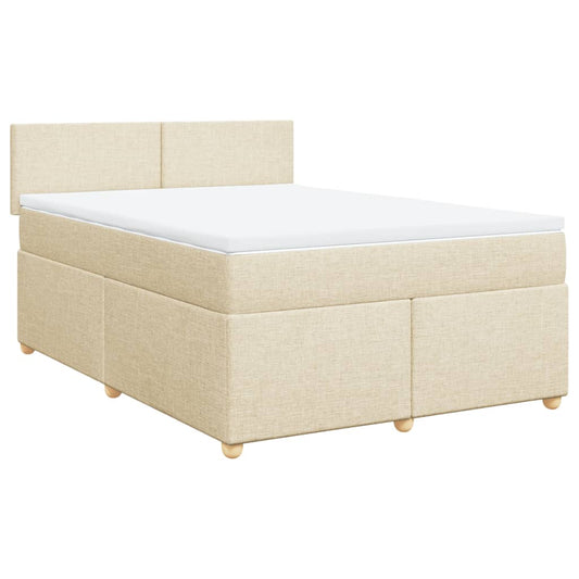 vidaXL Κρεβάτι Boxspring με Στρώμα Κρεμ 140x190 εκ. Υφασμάτινο