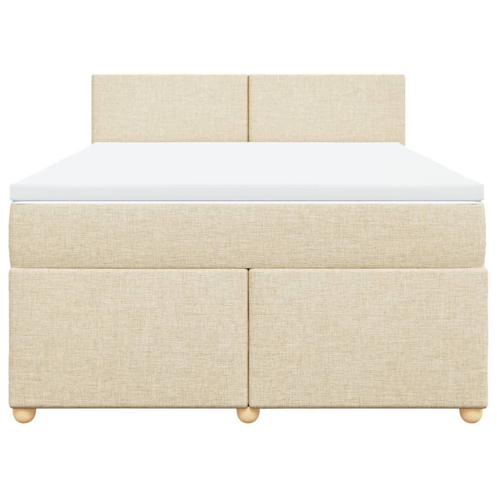 vidaXL Κρεβάτι Boxspring με Στρώμα Κρεμ 140x190 εκ. Υφασμάτινο