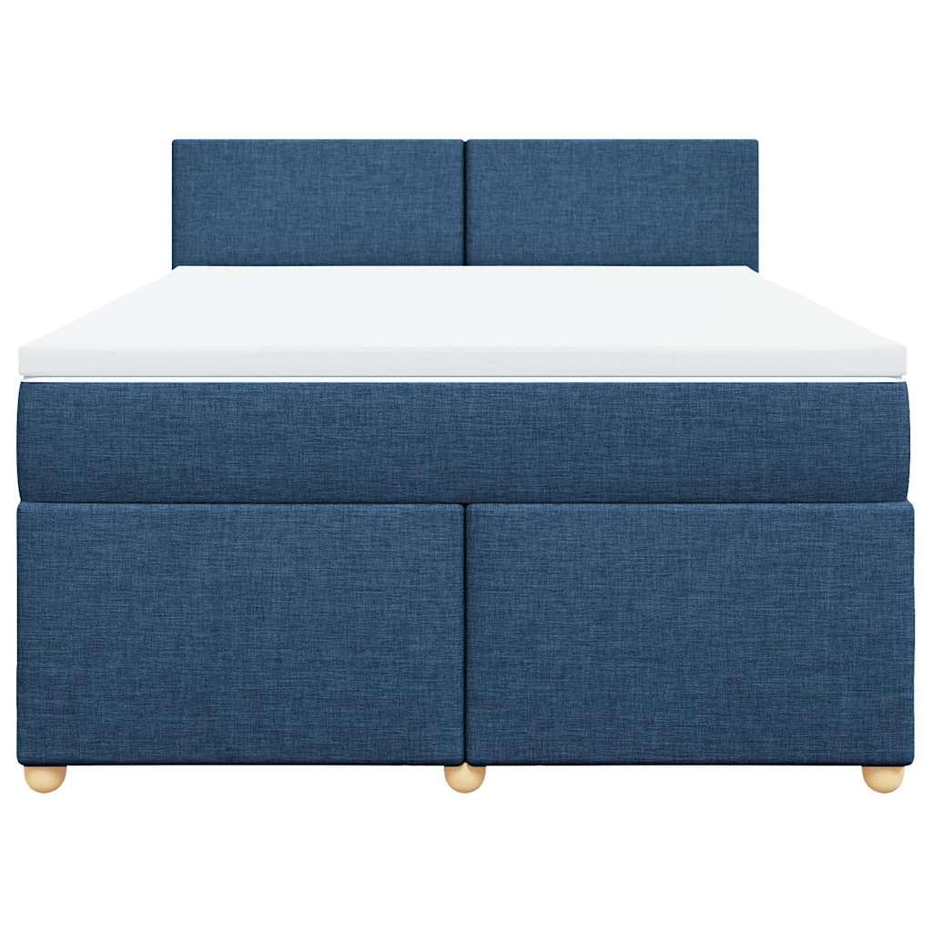 vidaXL Κρεβάτι Boxspring με Στρώμα Μπλε 140x190 εκ. Υφασμάτινο