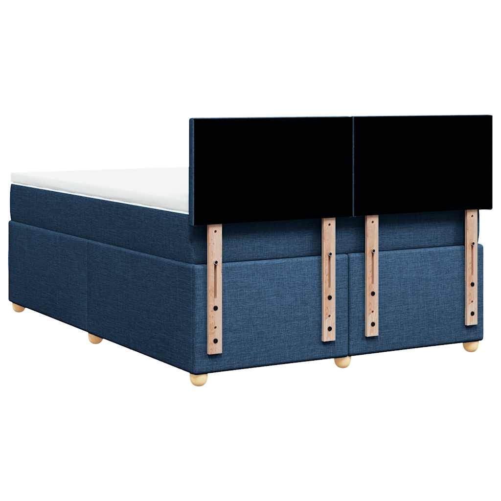 vidaXL Κρεβάτι Boxspring με Στρώμα Μπλε 140x190 εκ. Υφασμάτινο