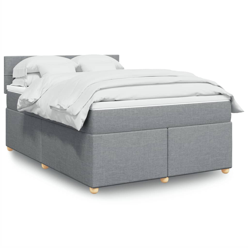 vidaXL Κρεβάτι Boxspring με Στρώμα Ανοιχτό Γκρι 140x190 εκ. Υφασμάτινο