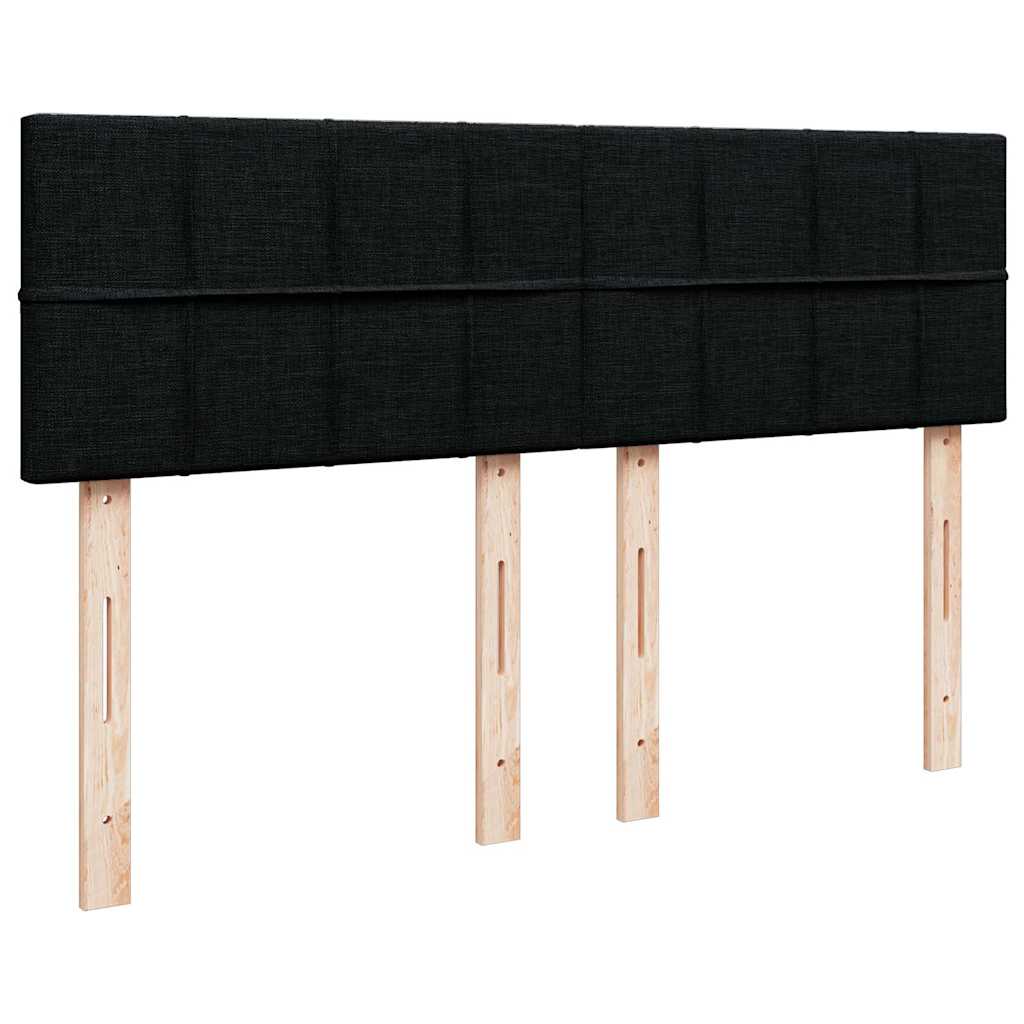vidaXL Κρεβάτι Boxspring με Στρώμα Μαύρο 140x190 εκ. Υφασμάτινο