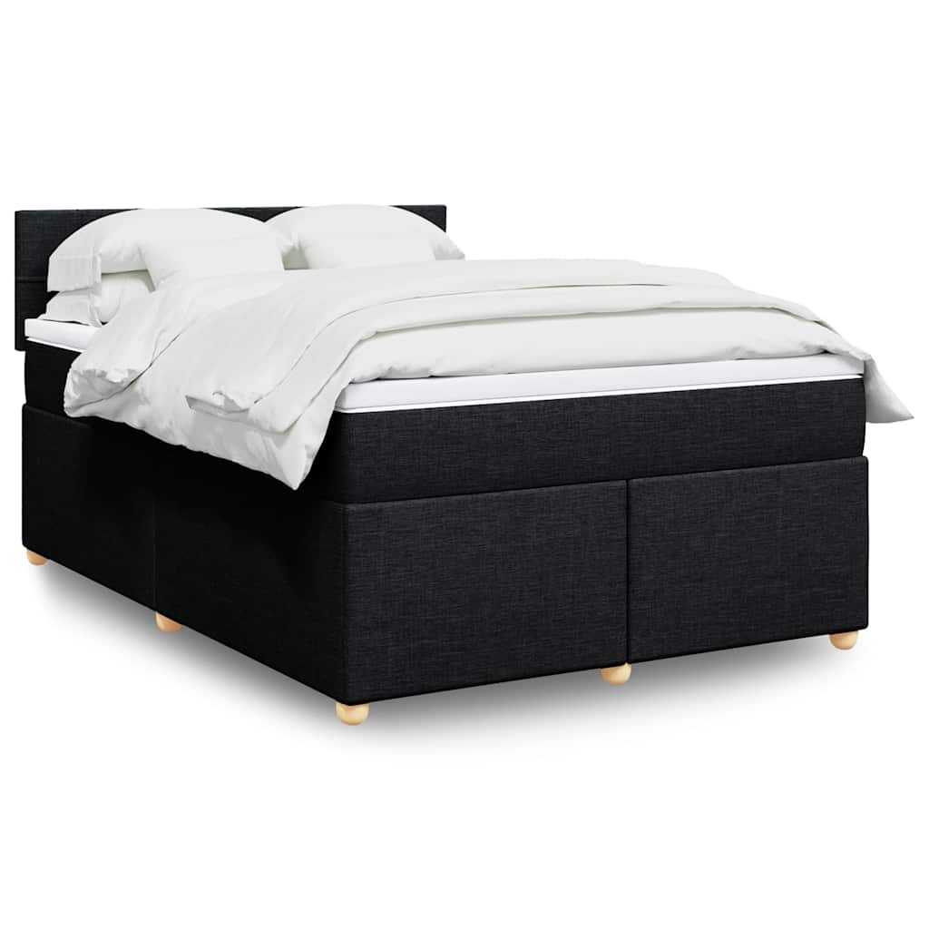 vidaXL Κρεβάτι Boxspring με Στρώμα Μαύρο 140x190 εκ. Υφασμάτινο