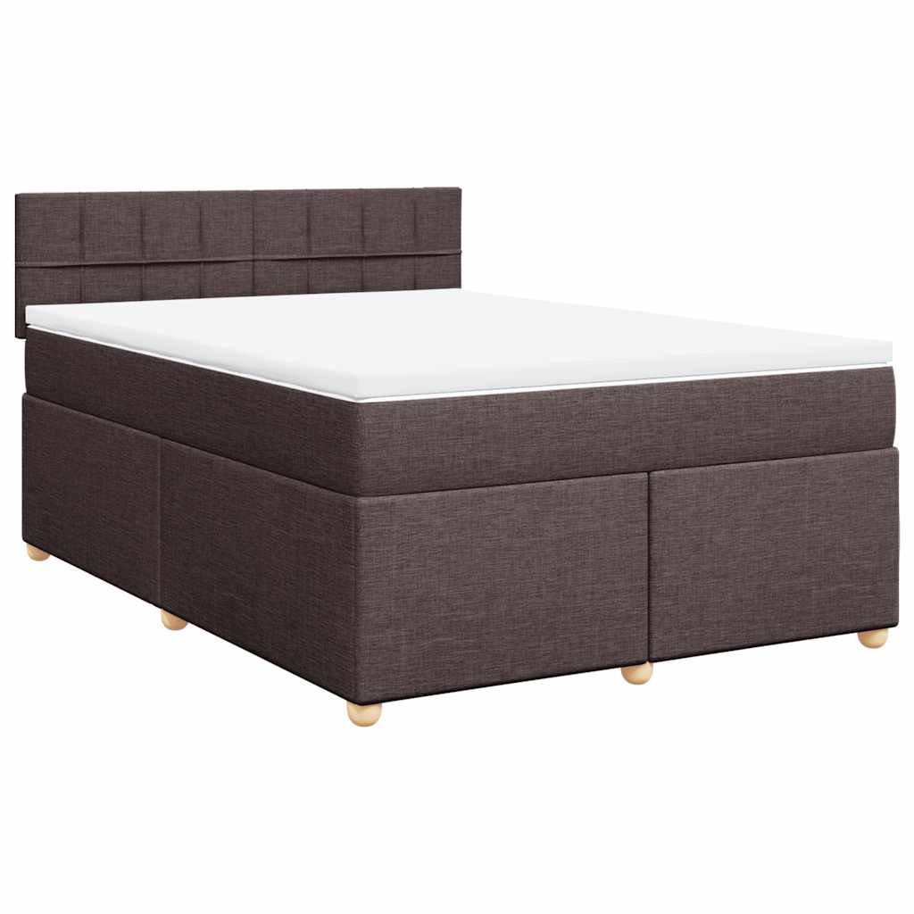 vidaXL Κρεβάτι Boxspring με Στρώμα Σκούρο Καφέ 140x190 εκ. Υφασμάτινο