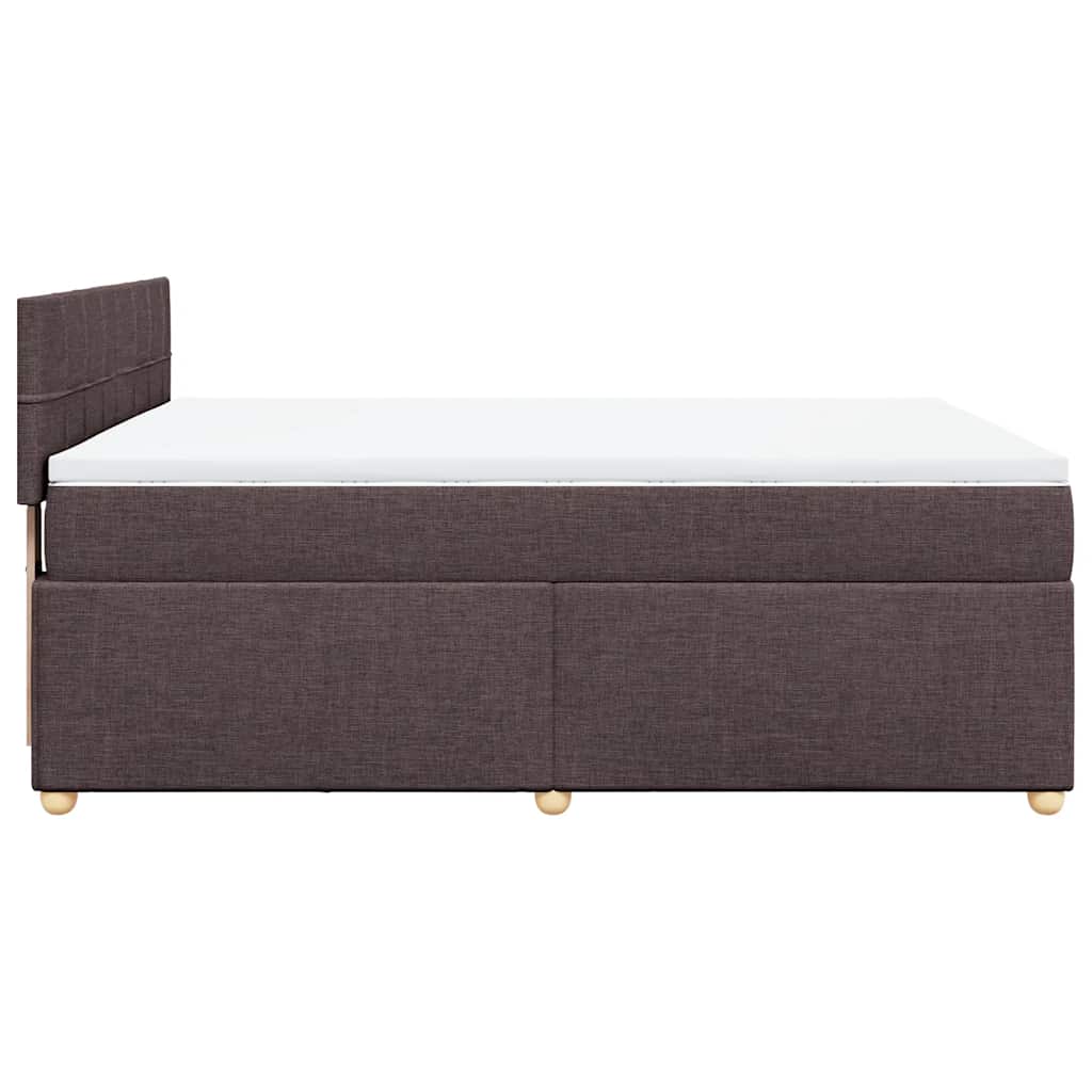 vidaXL Κρεβάτι Boxspring με Στρώμα Σκούρο Καφέ 140x190 εκ. Υφασμάτινο