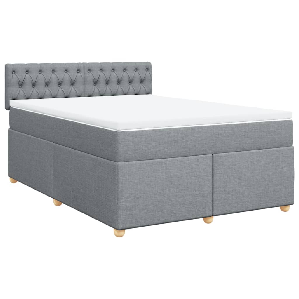 vidaXL Κρεβάτι Boxspring με Στρώμα Ανοιχτό Γκρι 140x190 εκ. Υφασμάτινο