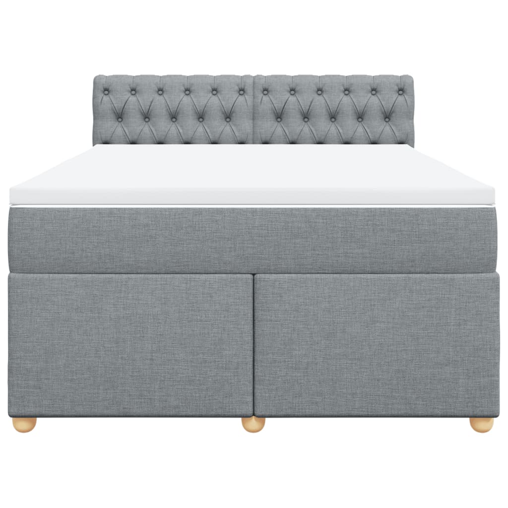 vidaXL Κρεβάτι Boxspring με Στρώμα Ανοιχτό Γκρι 140x190 εκ. Υφασμάτινο