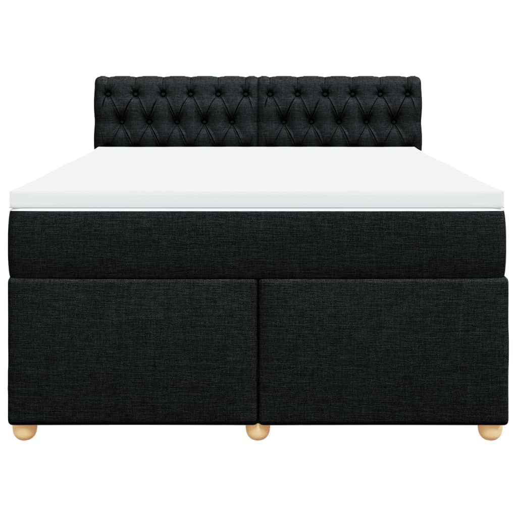 vidaXL Κρεβάτι Boxspring με Στρώμα Μαύρο 140x190 εκ. Υφασμάτινο