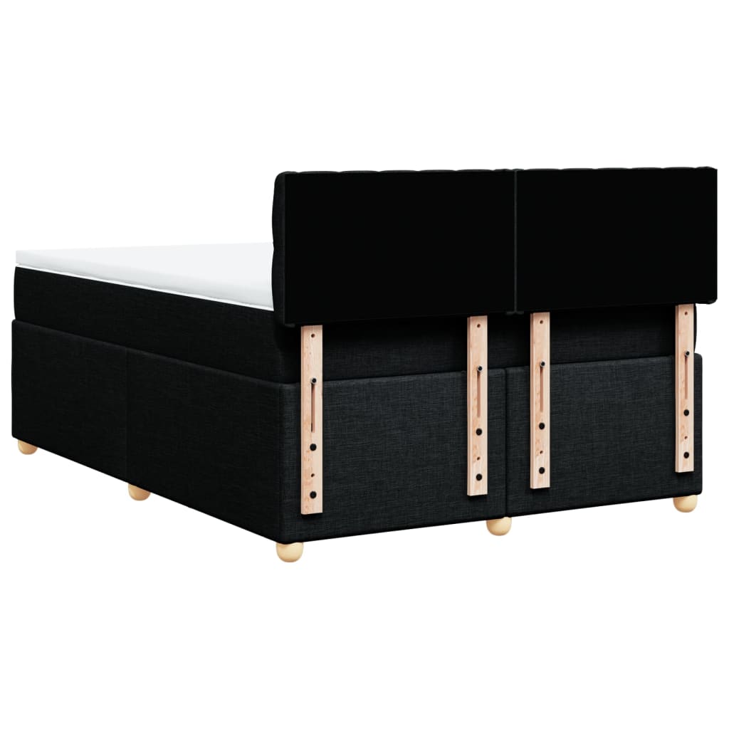 vidaXL Κρεβάτι Boxspring με Στρώμα Μαύρο 140x190 εκ. Υφασμάτινο
