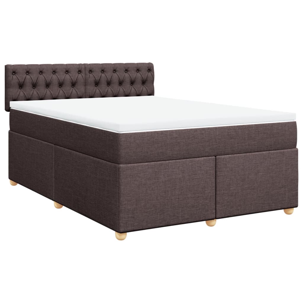 vidaXL Κρεβάτι Boxspring με Στρώμα Σκούρο Καφέ 140x190 εκ. Υφασμάτινο