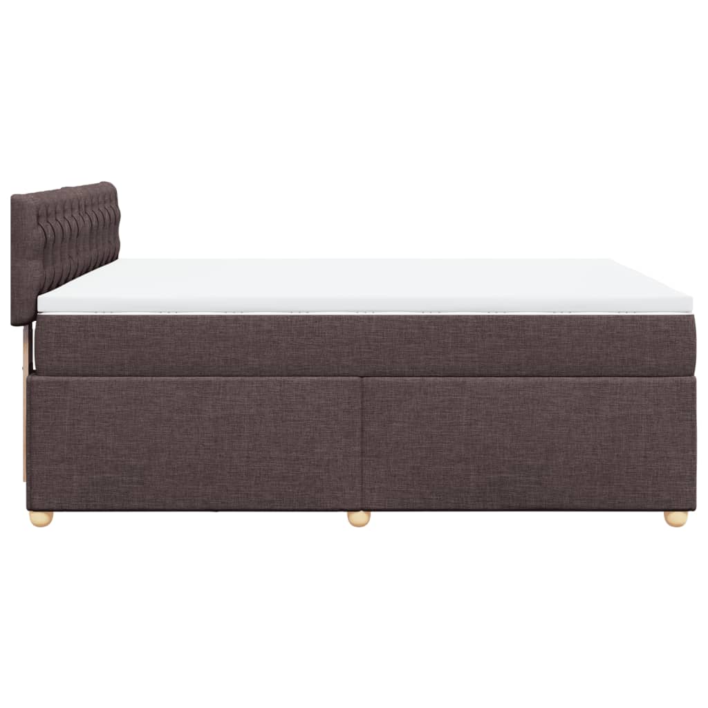 vidaXL Κρεβάτι Boxspring με Στρώμα Σκούρο Καφέ 140x190 εκ. Υφασμάτινο