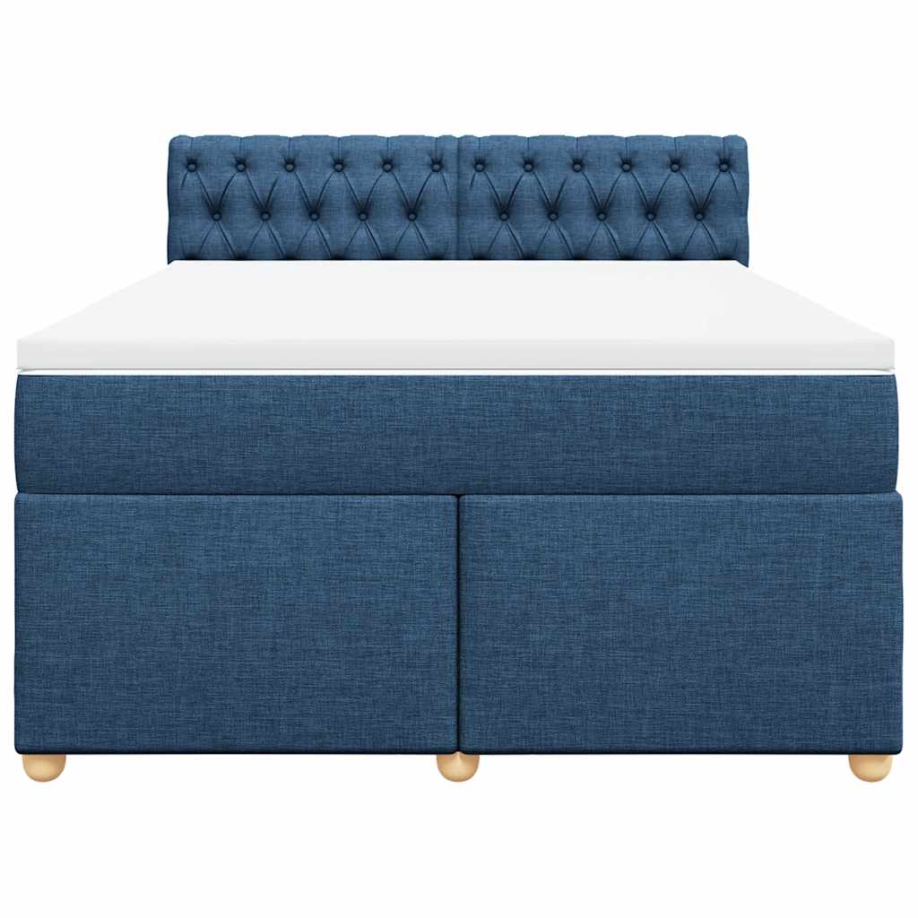 vidaXL Κρεβάτι Boxspring με Στρώμα Μπλε 140x190 εκ. Υφασμάτινο
