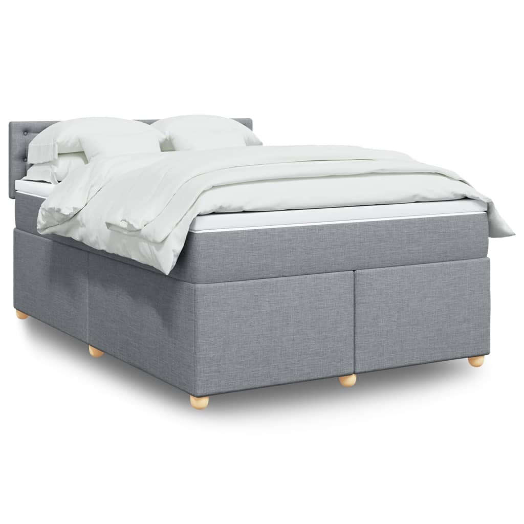vidaXL Κρεβάτι Boxspring με Στρώμα Ανοιχτό Γκρι 140x190 εκ. Υφασμάτινο