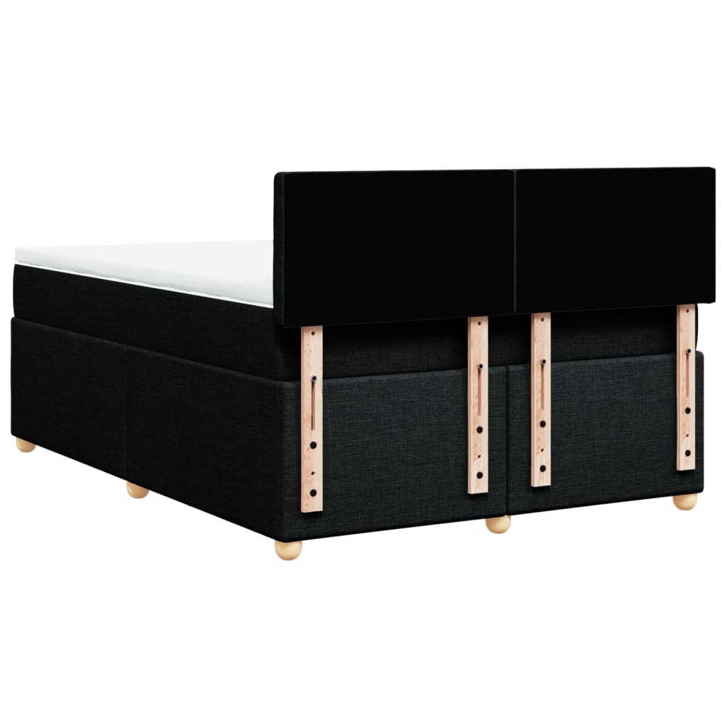 vidaXL Κρεβάτι Boxspring με Στρώμα Μαύρο 140x190 εκ. Υφασμάτινο