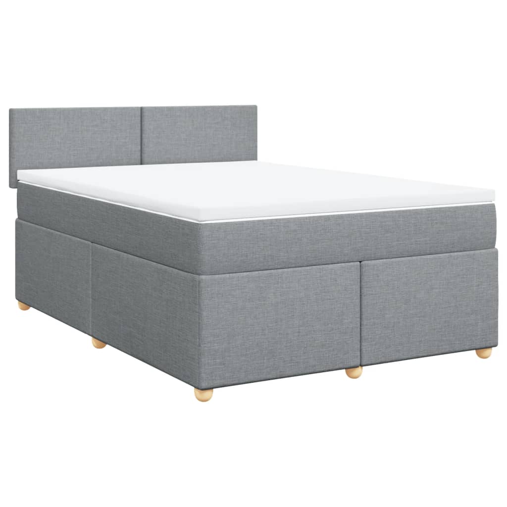 vidaXL Κρεβάτι Boxspring με Στρώμα Ανοιχτό Γκρι 140x200 εκ. Υφασμάτινο