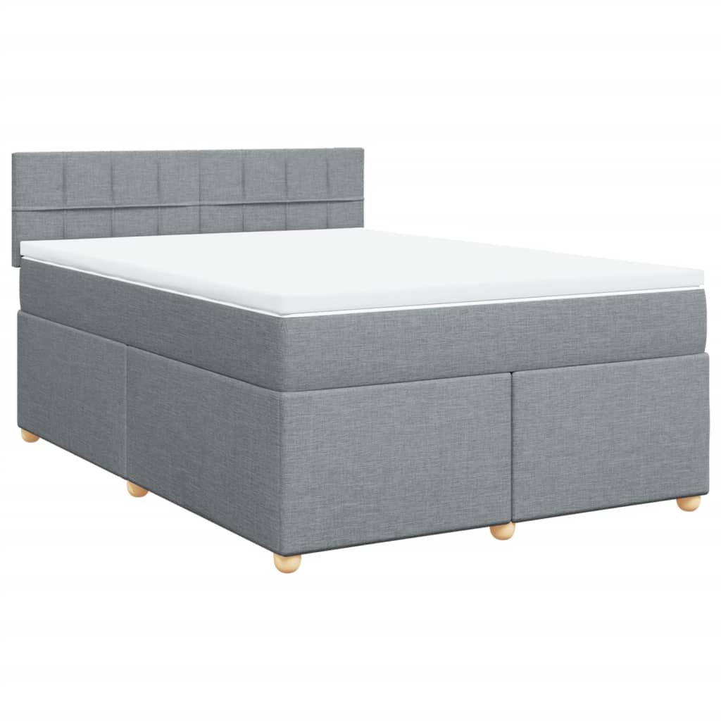 vidaXL Κρεβάτι Boxspring με Στρώμα Ανοιχτό Γκρι 140x200 εκ. Υφασμάτινο