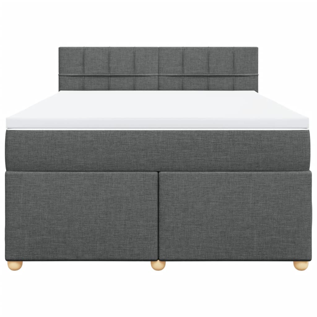 vidaXL Κρεβάτι Boxspring με Στρώμα Σκούρο Γκρι 140x200 εκ Υφασμάτινο