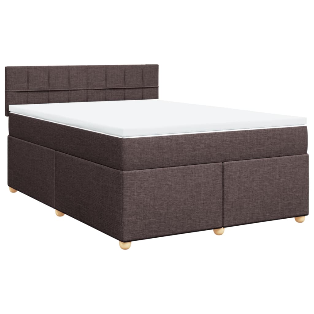 vidaXL Κρεβάτι Boxspring με Στρώμα Σκούρο Καφέ 140x200 εκ Υφασμάτινο