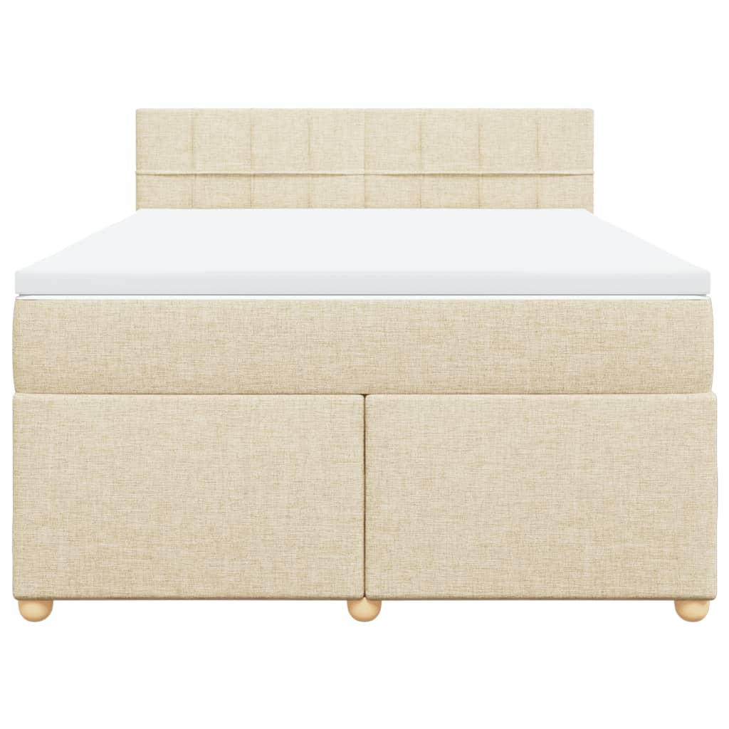 vidaXL Κρεβάτι Boxspring με Στρώμα Κρεμ 140x200 εκ. Υφασμάτινο