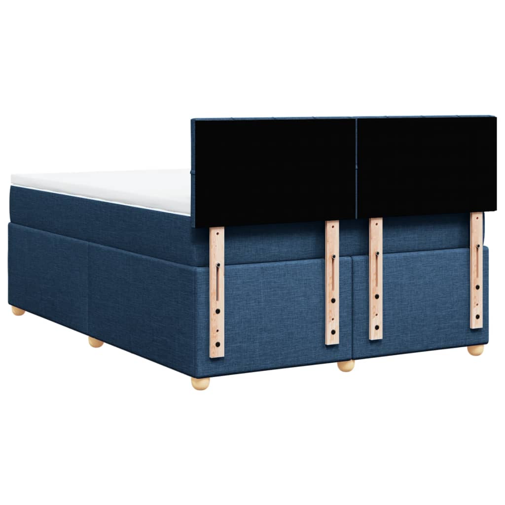 vidaXL Κρεβάτι Boxspring με Στρώμα Μπλε 140x200 εκ. Υφασμάτινο