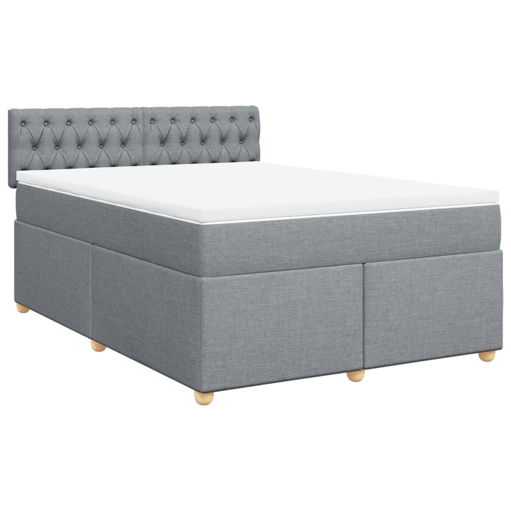 vidaXL Κρεβάτι Boxspring με Στρώμα Ανοιχτό Γκρι 140x200 εκ. Υφασμάτινο