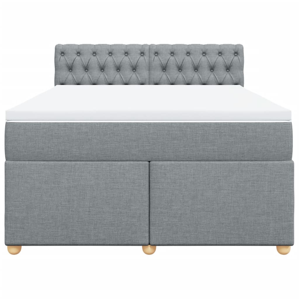 vidaXL Κρεβάτι Boxspring με Στρώμα Ανοιχτό Γκρι 140x200 εκ. Υφασμάτινο