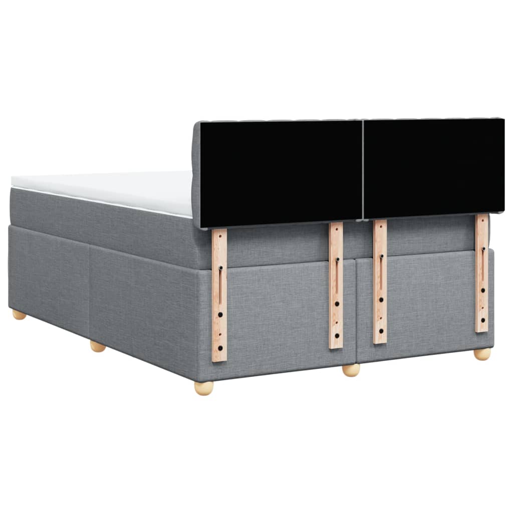 vidaXL Κρεβάτι Boxspring με Στρώμα Ανοιχτό Γκρι 140x200 εκ. Υφασμάτινο