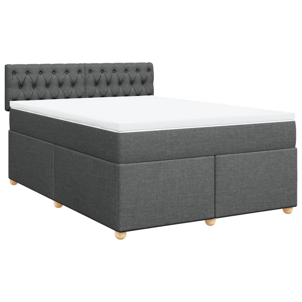 vidaXL Κρεβάτι Boxspring με Στρώμα Σκούρο Γκρι 140x200 εκ Υφασμάτινο