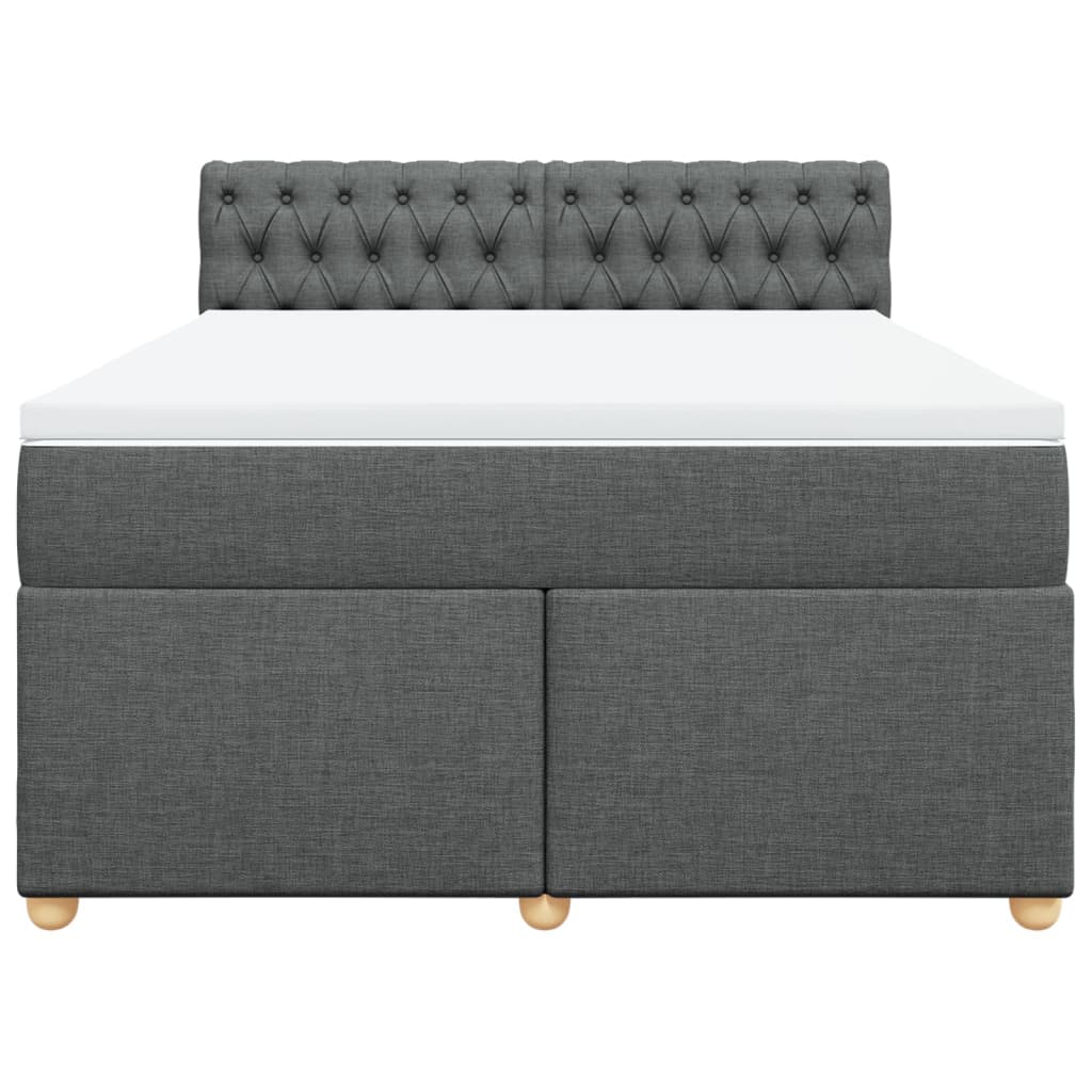 vidaXL Κρεβάτι Boxspring με Στρώμα Σκούρο Γκρι 140x200 εκ Υφασμάτινο