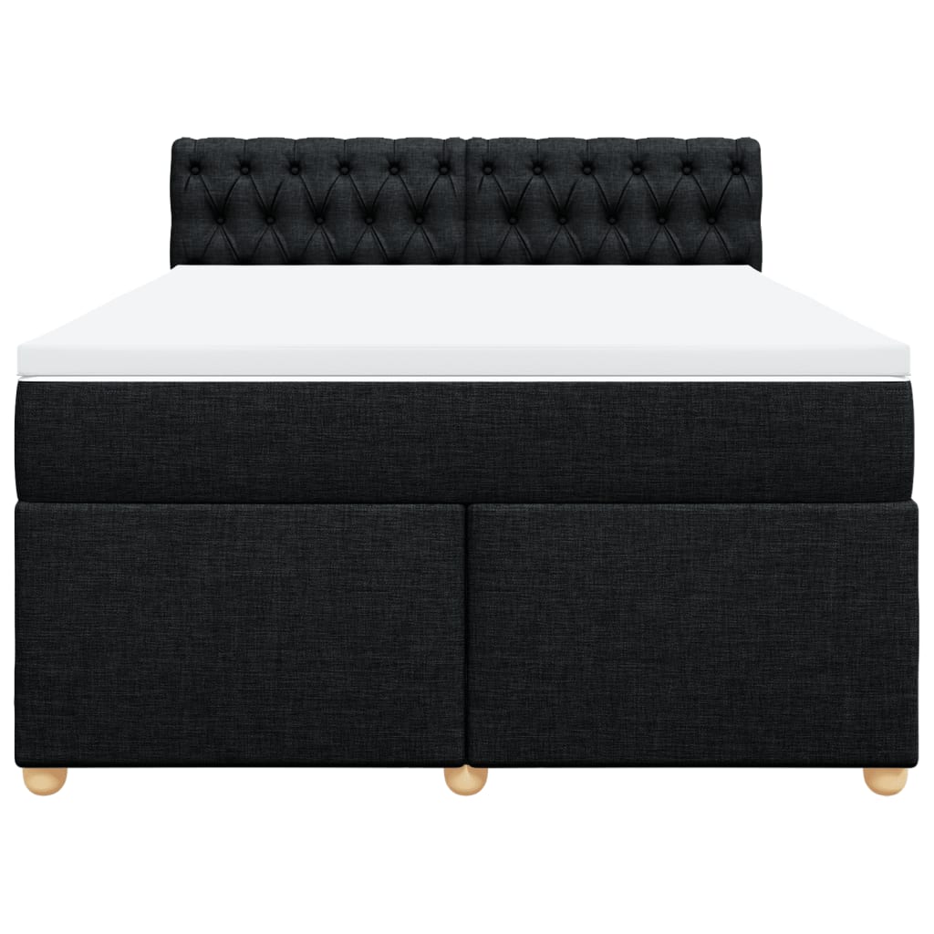 vidaXL Κρεβάτι Boxspring με Στρώμα Μαύρο 140x200 εκ. Υφασμάτινο
