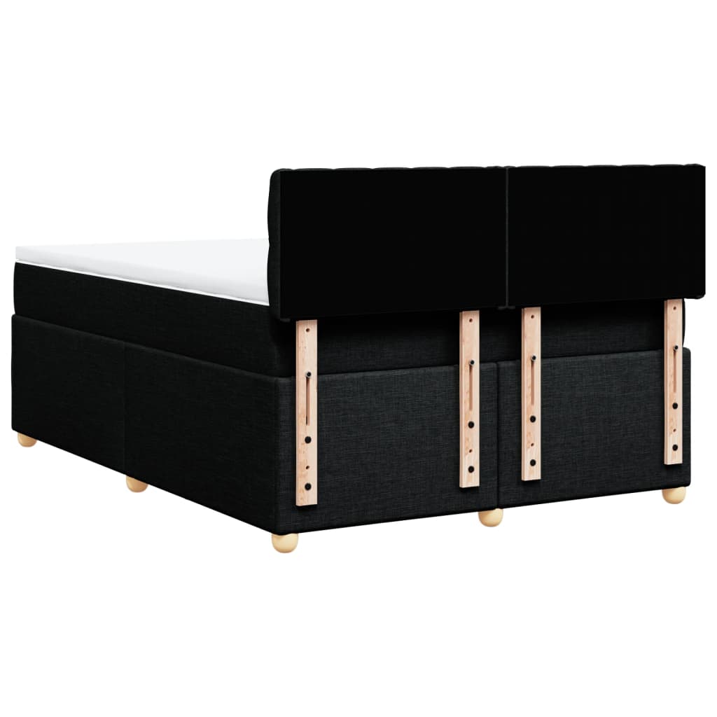 vidaXL Κρεβάτι Boxspring με Στρώμα Μαύρο 140x200 εκ. Υφασμάτινο