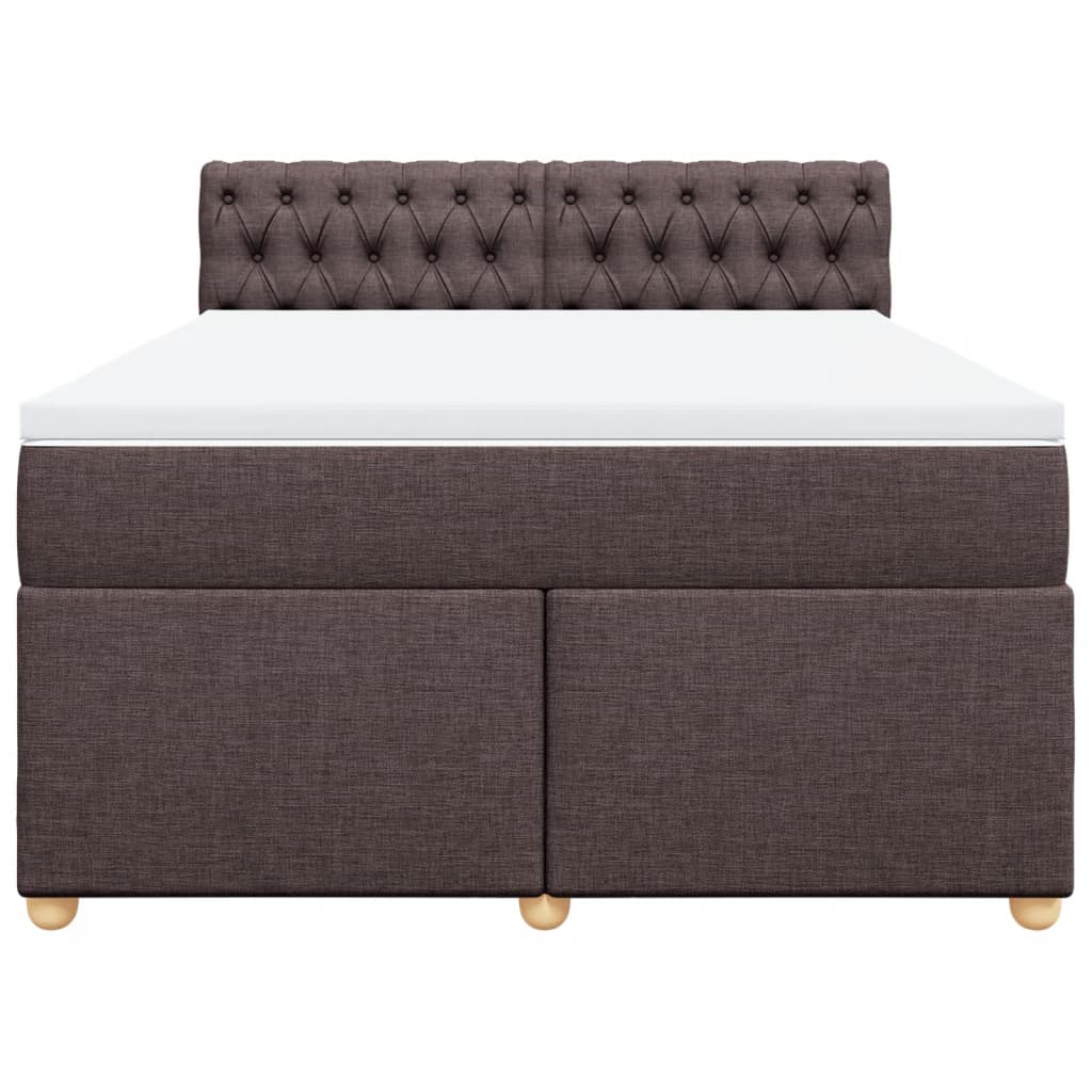 vidaXL Κρεβάτι Boxspring με Στρώμα Σκούρο Καφέ 140x200 εκ Υφασμάτινο