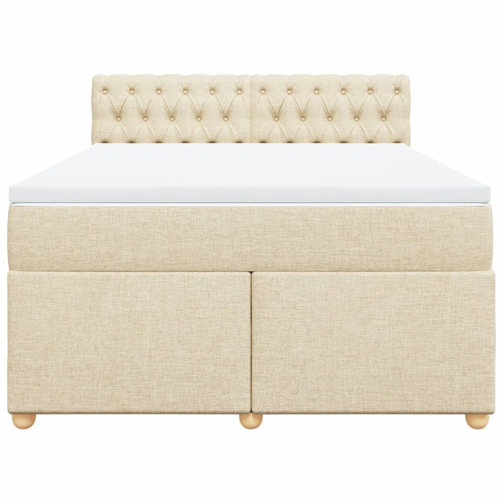 vidaXL Κρεβάτι Boxspring με Στρώμα Κρεμ 140x200 εκ. Υφασμάτινο
