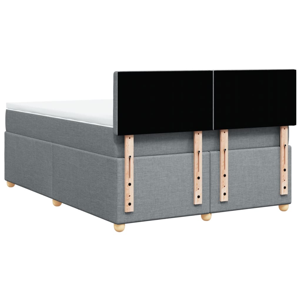 vidaXL Κρεβάτι Boxspring με Στρώμα Ανοιχτό Γκρι 140x200 εκ. Υφασμάτινο