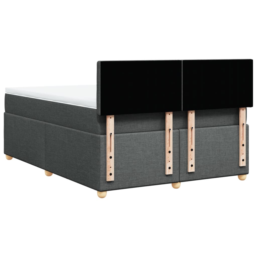 vidaXL Κρεβάτι Boxspring με Στρώμα Σκούρο Γκρι 140x200 εκ Υφασμάτινο