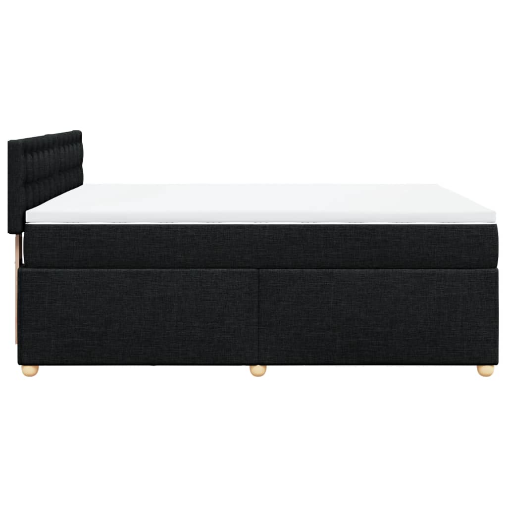 vidaXL Κρεβάτι Boxspring με Στρώμα Μαύρο 140x200 εκ. Υφασμάτινο