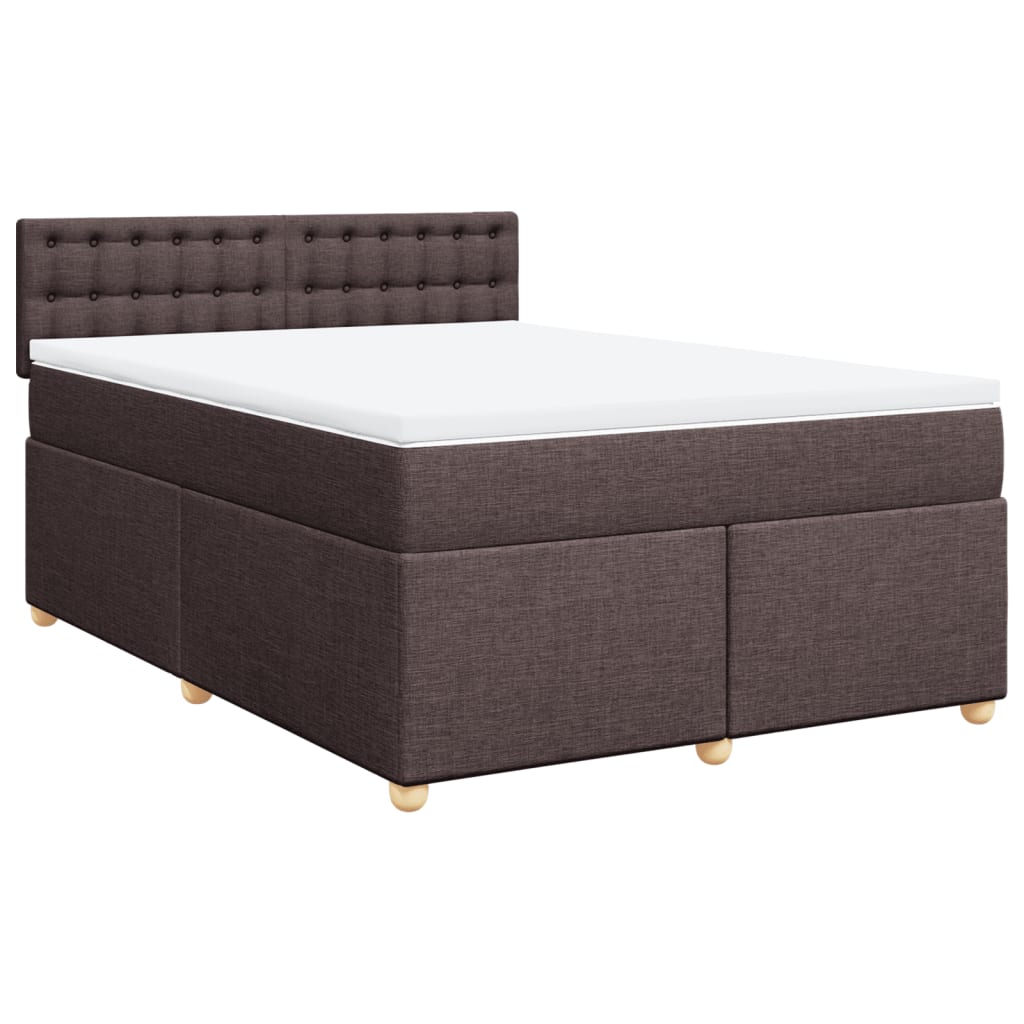 vidaXL Κρεβάτι Boxspring με Στρώμα Σκούρο Καφέ 140x200 εκ Υφασμάτινο