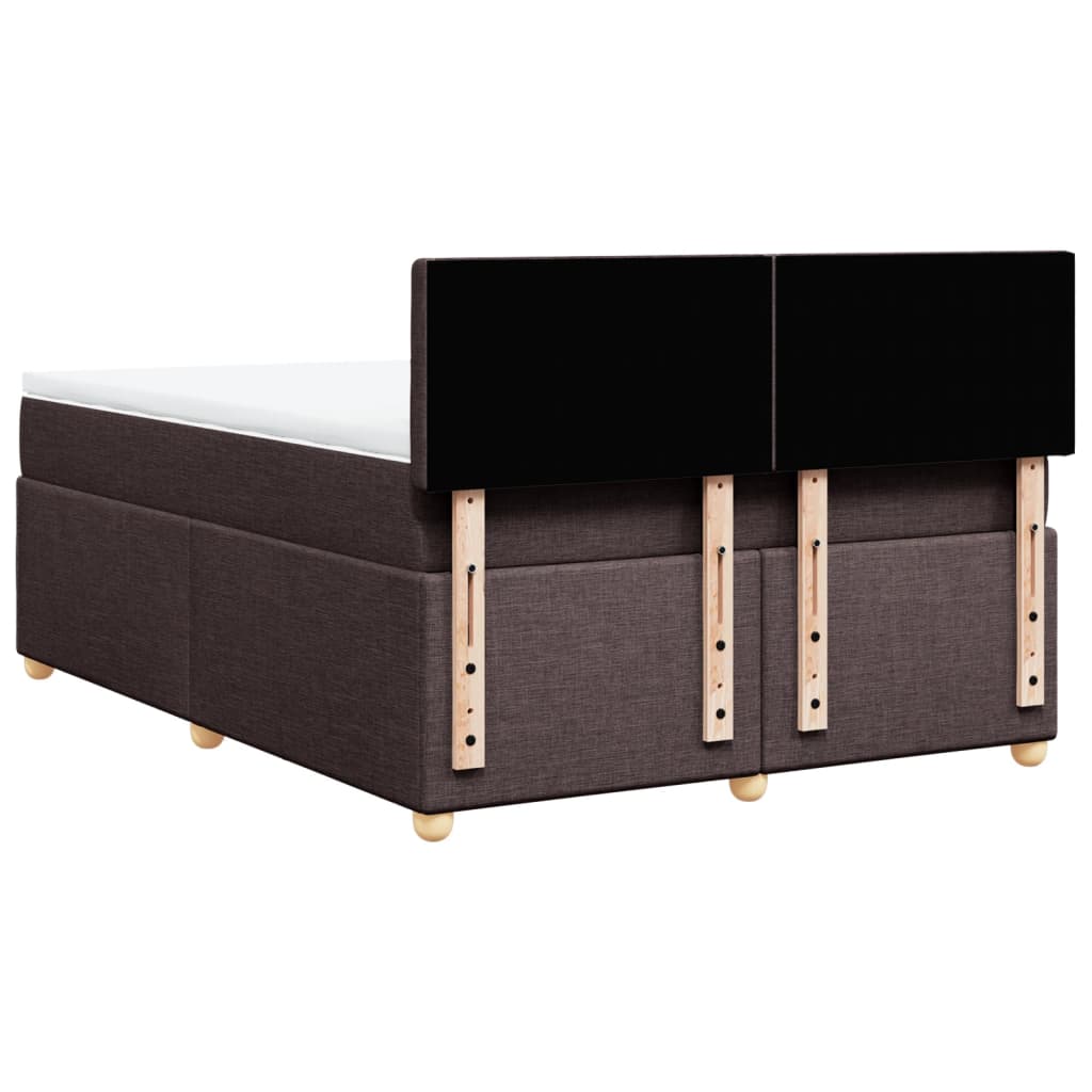 vidaXL Κρεβάτι Boxspring με Στρώμα Σκούρο Καφέ 140x200 εκ Υφασμάτινο