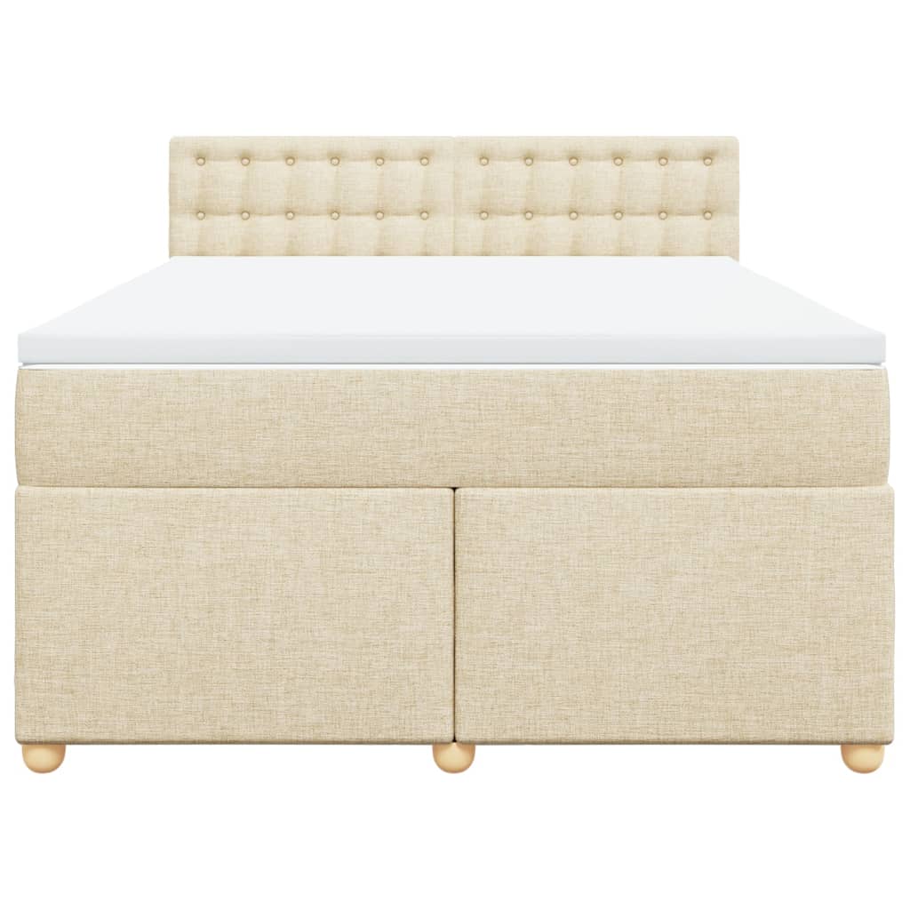 vidaXL Κρεβάτι Boxspring με Στρώμα Κρεμ 140x200 εκ. Υφασμάτινο