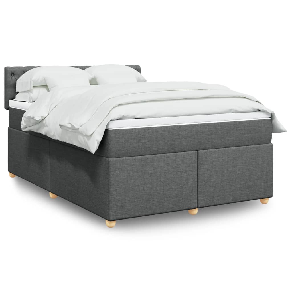 vidaXL Κρεβάτι Boxspring με Στρώμα Σκούρο Γκρι 160x200 εκ Υφασμάτινο