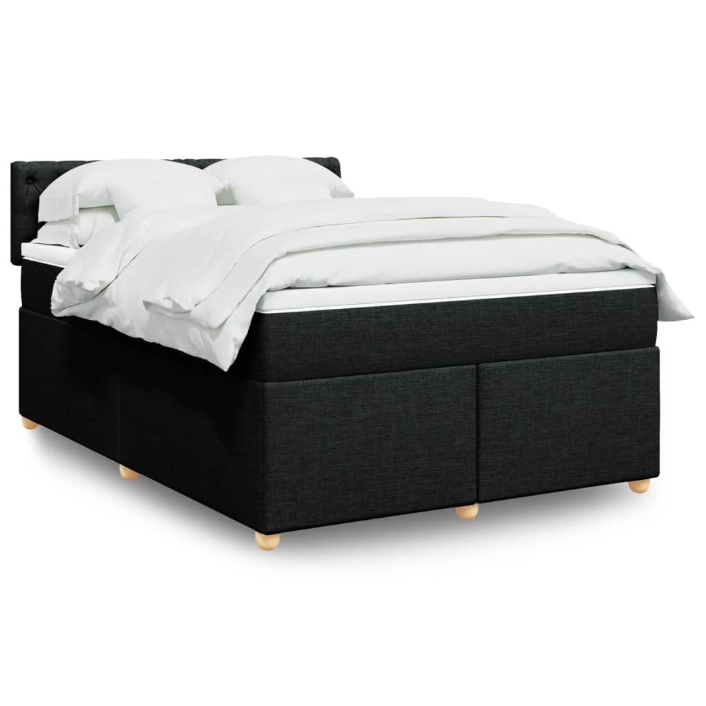 vidaXL Κρεβάτι Boxspring με Στρώμα Μαύρο 160x200 εκ. Υφασμάτινο