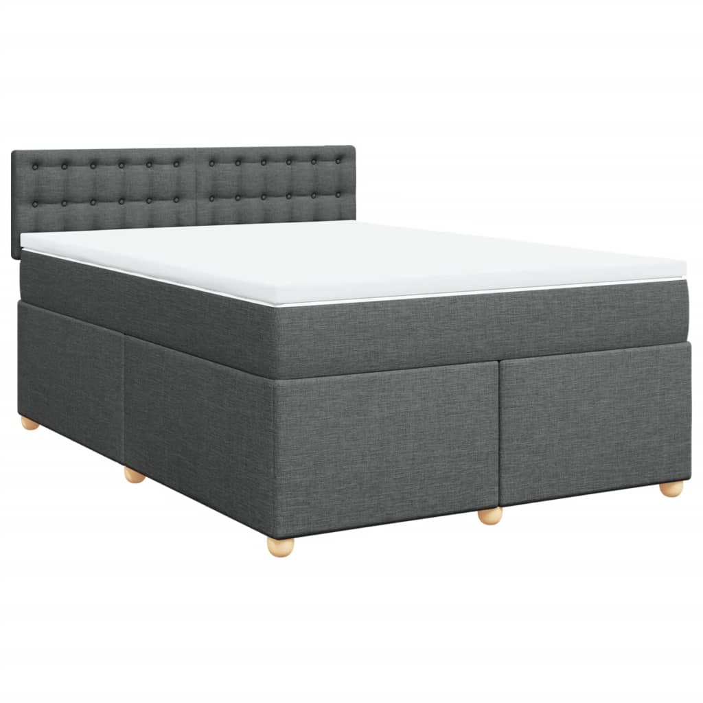 vidaXL Κρεβάτι Boxspring με Στρώμα Σκούρο Γκρι 160x200 εκ Υφασμάτινο