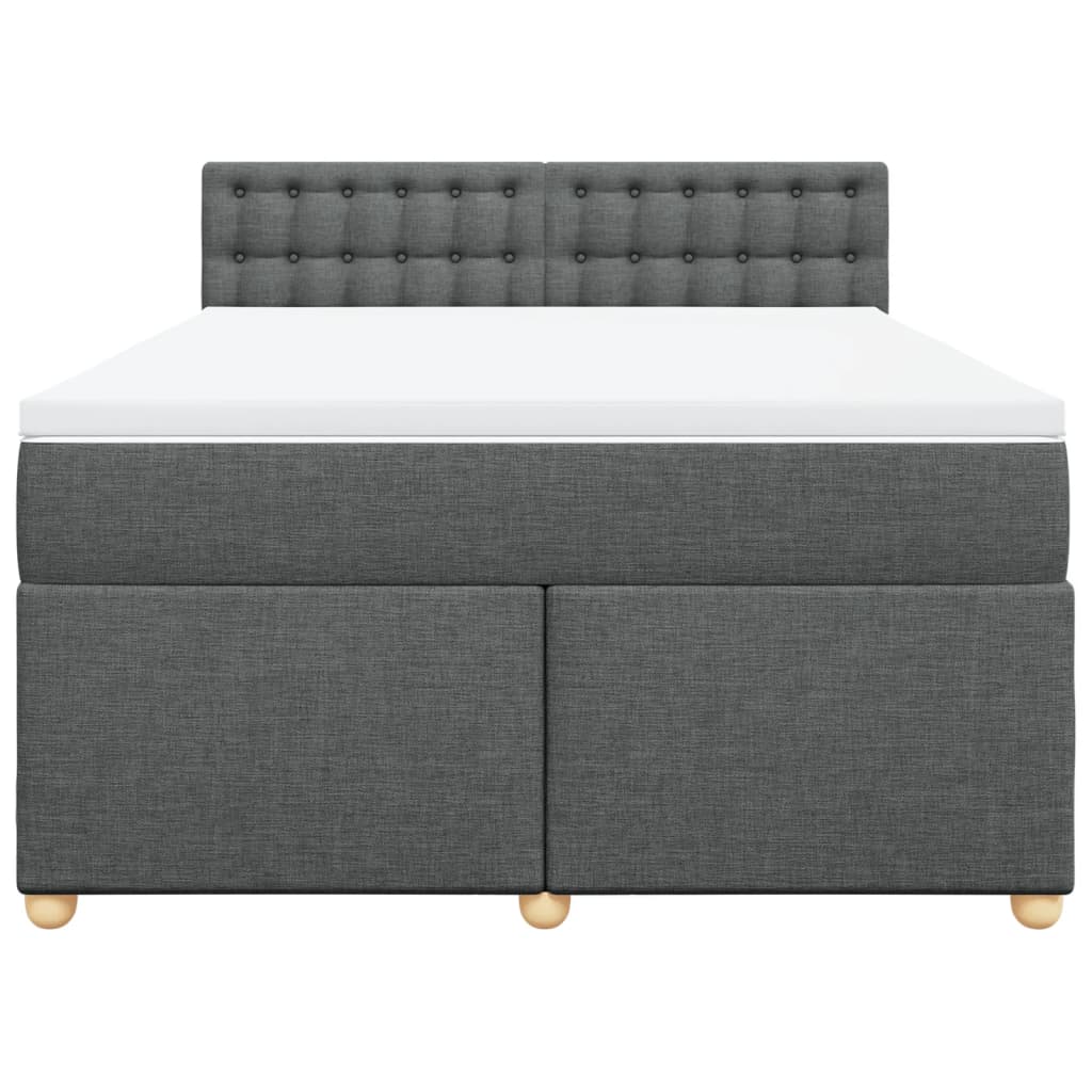 vidaXL Κρεβάτι Boxspring με Στρώμα Σκούρο Γκρι 160x200 εκ Υφασμάτινο