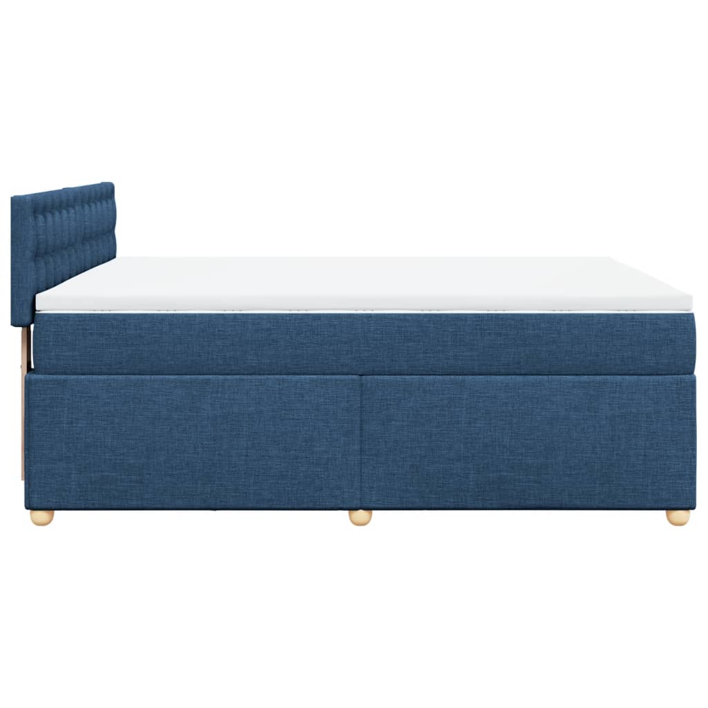 vidaXL Κρεβάτι Boxspring με Στρώμα Μπλε 160x200 εκ. Υφασμάτινο