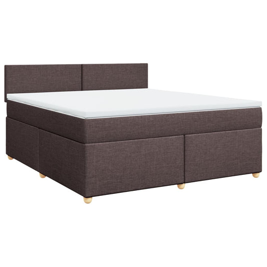 vidaXL Κρεβάτι Boxspring με Στρώμα Σκούρο Καφέ 180x200 εκ Υφασμάτινο