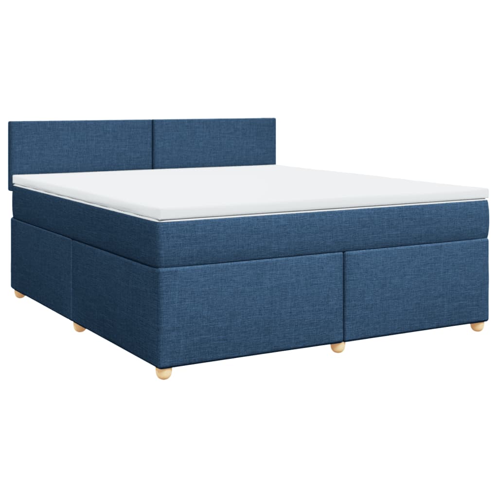 vidaXL Κρεβάτι Boxspring με Στρώμα Μπλε 180x200 εκ. Υφασμάτινο
