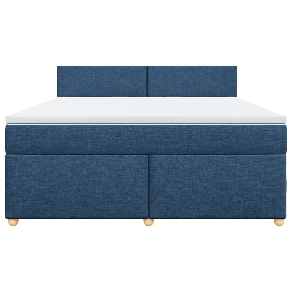 vidaXL Κρεβάτι Boxspring με Στρώμα Μπλε 180x200 εκ. Υφασμάτινο